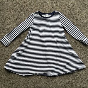 Old Navy Toddler Girl Navy Blue/White Striped Long Sleeve Dress, Size 5T